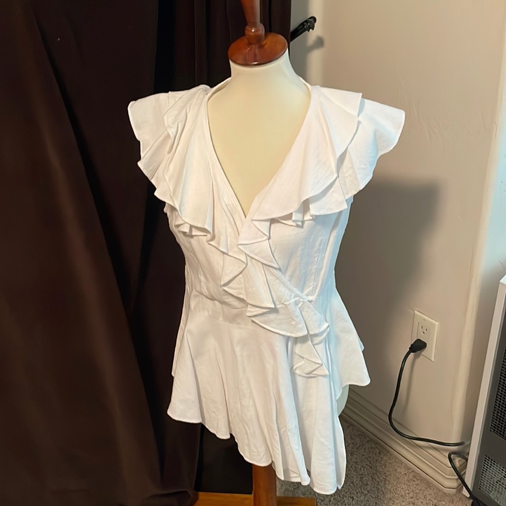White cotton peplum top